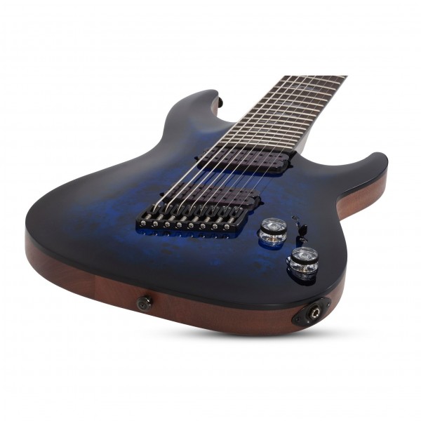 Schecter-Omen-Elite-8-MS,-See-Thru-Blue-Burst-body