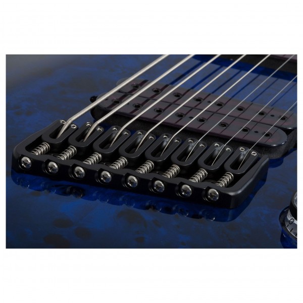Schecter-Omen-Elite-8-MS,-See-Thru-Blue-Burst-bridge