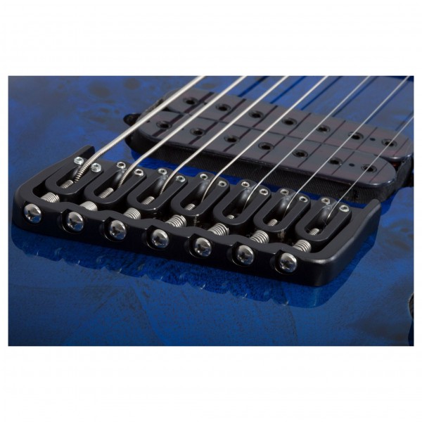 Schecter-Omen-Elite-7-MS,-See-Thru-Blue-Burst-bridge