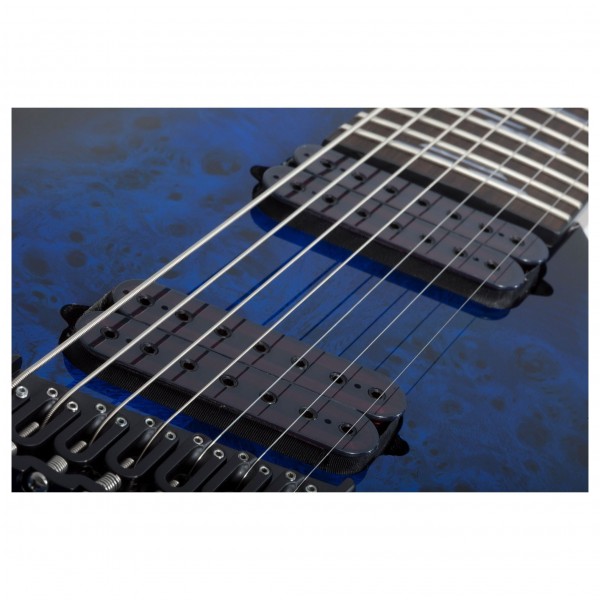 Schecter-Omen-Elite-7-MS,-See-Thru-Blue-Burst-pickups