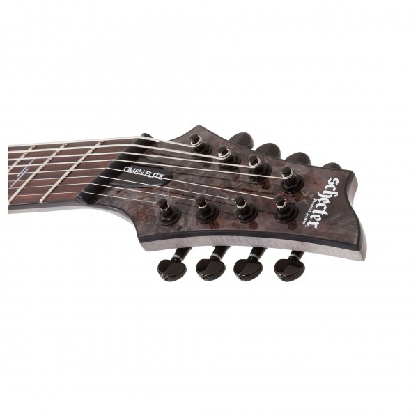 Schecter-Omen-Elite-8-MS,-Charcoal-headstock