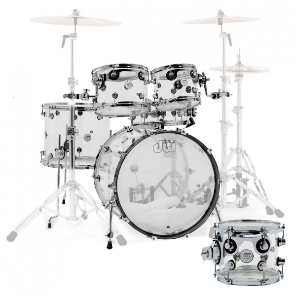 DW Drums Design Series 6pc Acrylic Shell Pack w/Snare, Clear