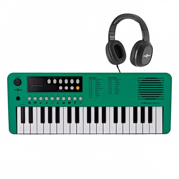 VISIONKEY-1 37 Key Mini Keyboard by Gear4music, Green - Starter Pack