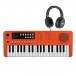 VISIONKEY-1 37 klawiszy przenośna mini klawiatura ze słuchawkami, pomarańczowa