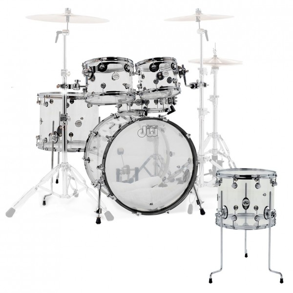 DW Drums Design Series 6pc Acrylic Shell Pack w/Snare, Clear