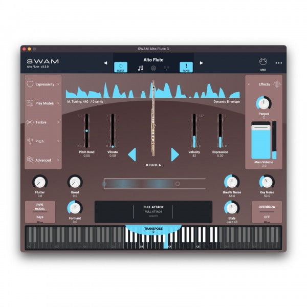 SWAM Flutes v3 - GUI (Graphical User Interface)