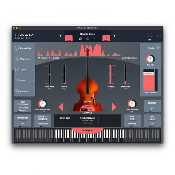 SWAM Double Bass v3 - GUI (Graphical User Interface)
