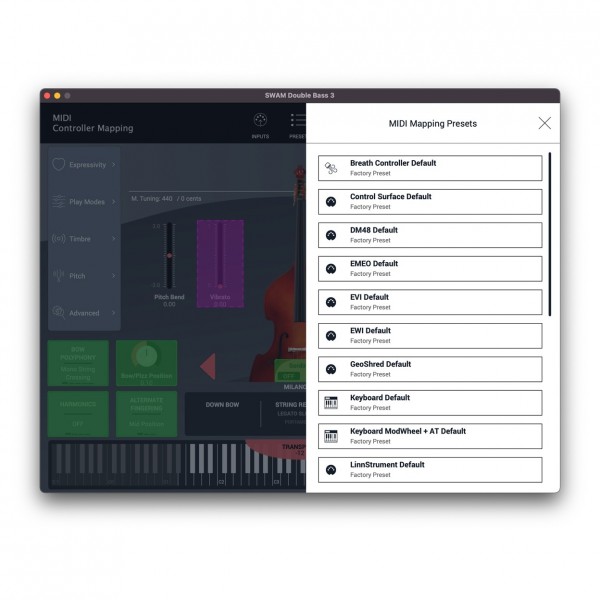 Double Bass v3 Virtual Instrument - Main Menu