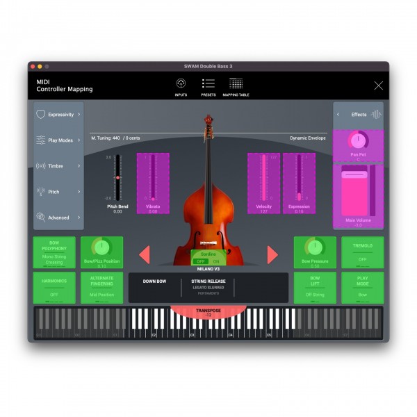 SWAM Double Bass v3 - MIDI Mapping