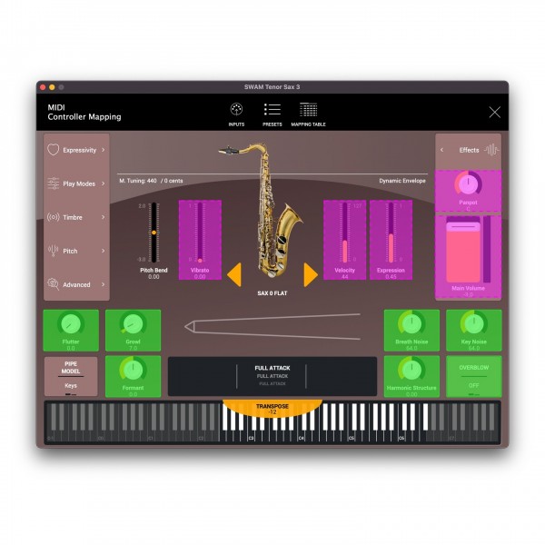 SWAM Saxophones v3 - MIDI Mapping