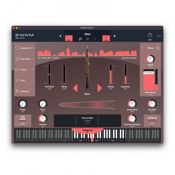 SWAM Double Reeds v3 Virtual Instrument - GUI (Graphical User Interface)