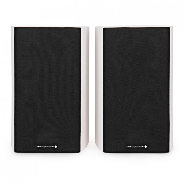 Wharfedale Diamond 9.1 Bookshelf Speakers (Pair), White Front View With Grilles