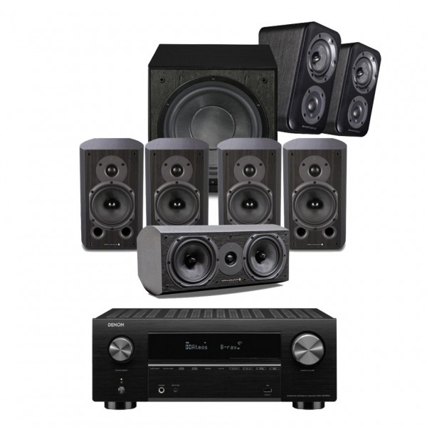 Denon AVC-X3700H AV Receiver & Diamond 5.1.2 Speaker Package, Black