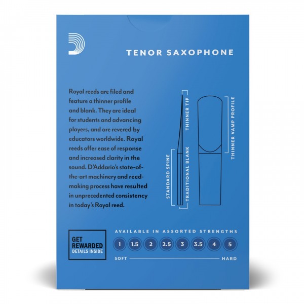 Royal by D'Addario Tenor Saxophone Reeds - Back