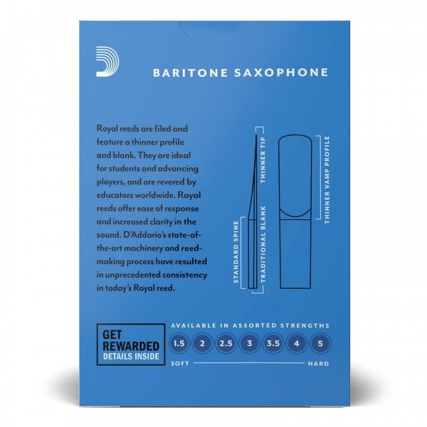 Royal by D'Addario Baritone Saxophone Reeds - Back