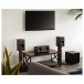 Wharfedale Diamond 9.1 Walnut Bookshelf Speakers with Matching Stands Lifestyle View