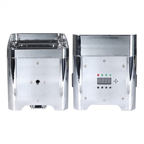 Equinox Colour Raider Lithium Battery Uplighter Pack, Chrome - Front and Rear