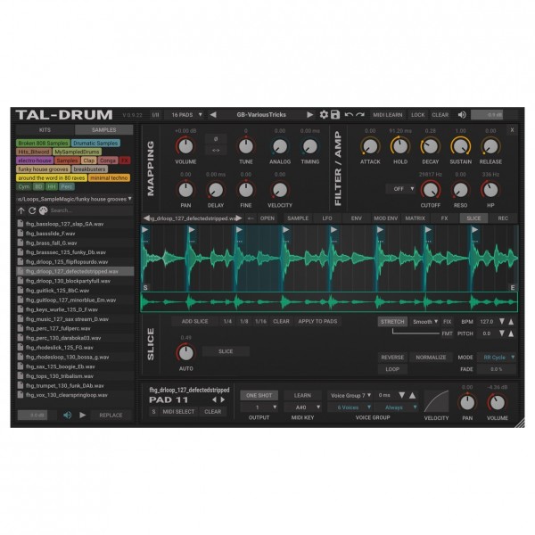 TAL Drum Sampler VST Plugin - Slice View