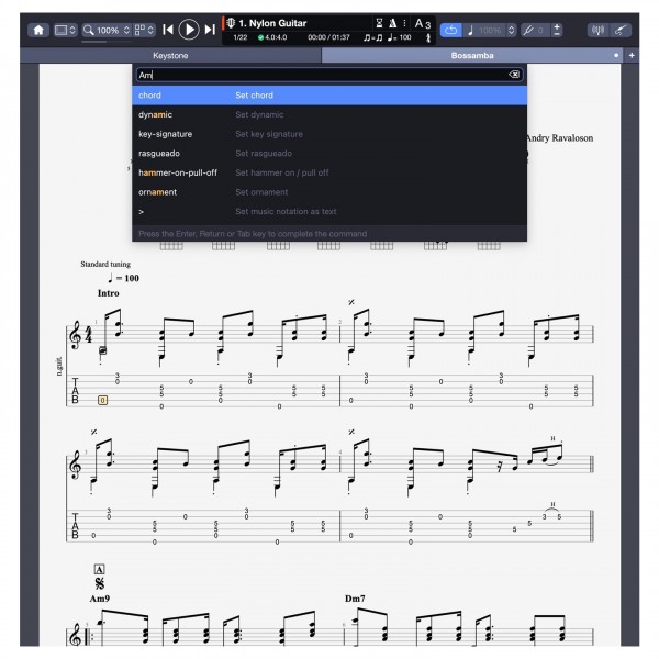 Arobas Guitar Pro 8 - Command Menu