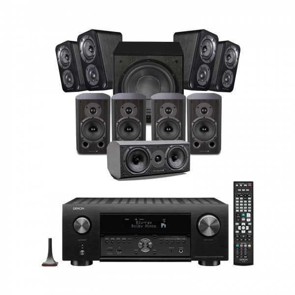 Denon AVC-X4700H AV Receiver & Diamond 5.1.4 Speaker Package, Black