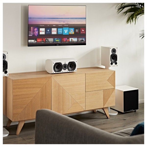 Wharfedale Diamond SW-150 Subwoofer, White Lifestyle 2