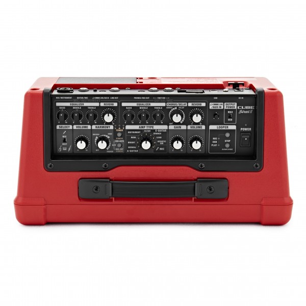 Boss Cube Street 2 Battery Powered Stereo Amplifier, Red