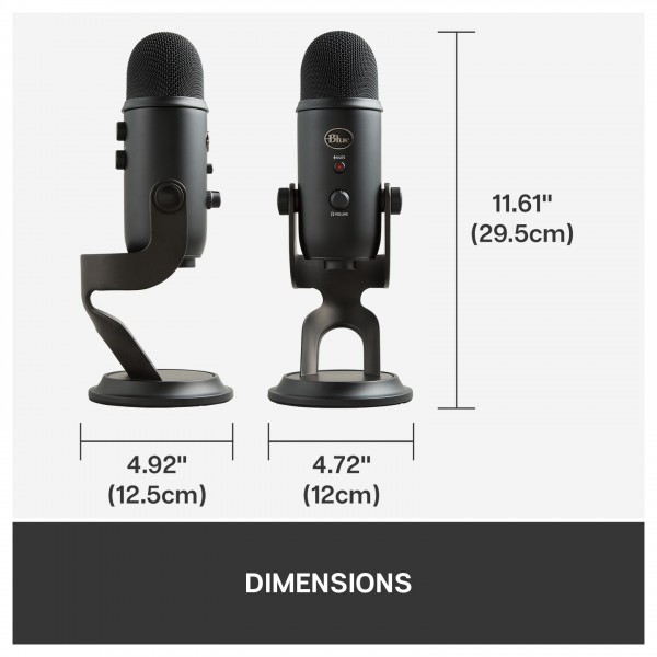 Blue Yeti USB Microphone, Blackout - Dimensions