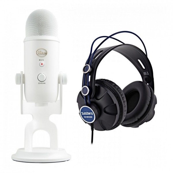 Blue Yeti USB White Out Microphone Bundle with Headphones - Bundle