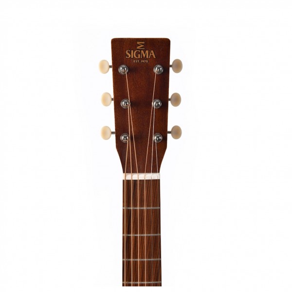 Sigma GMC-15E Grand OM Cutaway Electro Aged, Distressed Satin Natural headstock