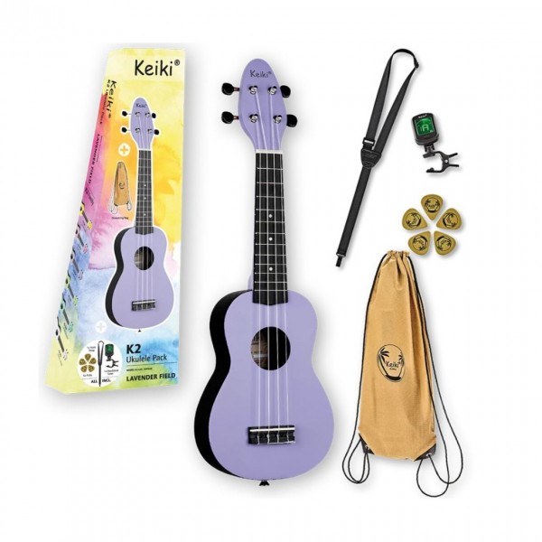 Keiki K2 Series Soprano Ukulele, Lavender Field