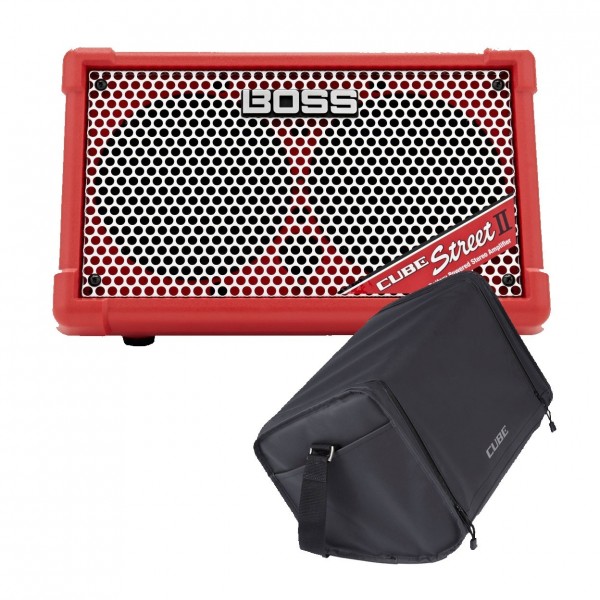 Boss Cube Street 2 Battery Powered Amp, Red with Carrying Case
