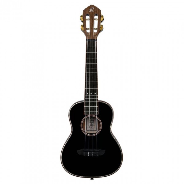 Ortega Onyx Series Concert Ukulele, Black front upright