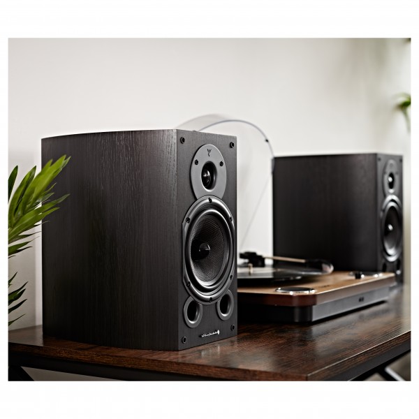 Wharfedale Diamond 9.1 HCP 5.1.2 Speaker Package, Black Bookshelf Speaker Lifestyle View