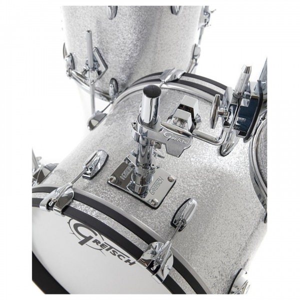 Gretsch USA Brooklyn 3 Piece 18'' Shell Pack, Silver Sparkle - Bass drum detail