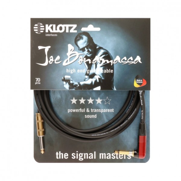 Klotz Joe Bonamassa Guitar Cable, 1/4" Silent Angled Jack, 4.5m - packaging