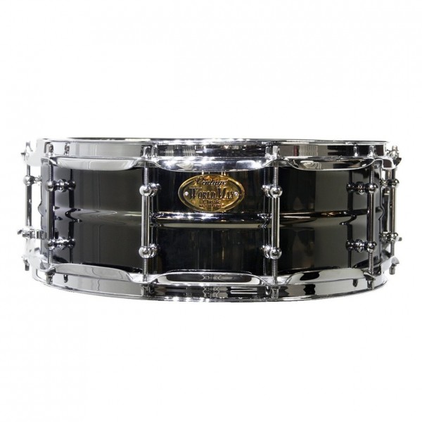 WorldMax 14" X 4" Black Brass Snare Drum, Chrome Hardware