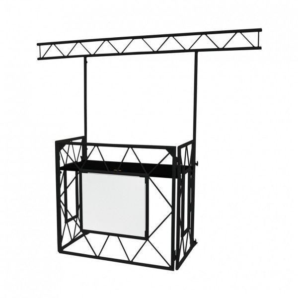 Equinox Complete Truss DJ Booth, Matt Black - Overhead Kit, Angled