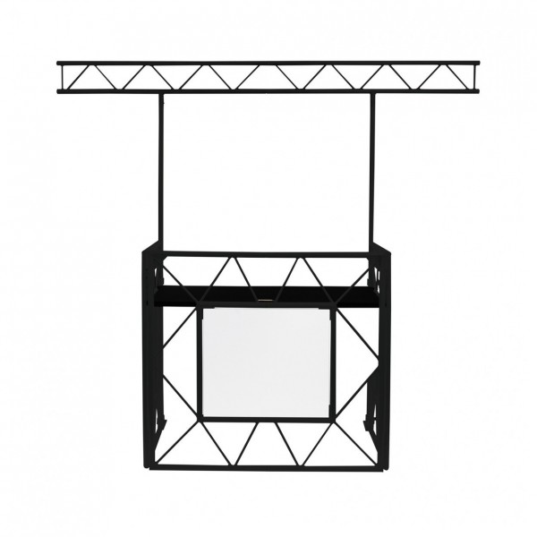 Equinox Complete Truss DJ Booth, Matt Black - Overhead Kit, Front