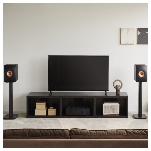 KEF S2 Speaker Stands, Carbon Black - lifestyle