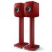 KEF S2 Special Edition Speaker Stands, Crimson Red - with speakers