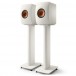 KEF S2 Speaker Stands, Mineral White - with speakers