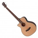Electro Acoustic Left Handed Bass Guitar by Gear4music, Natural