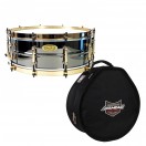 WorldMax 14" X 6.5" Black Brass Snare & Ahead Case, Aztec Gold Hoops