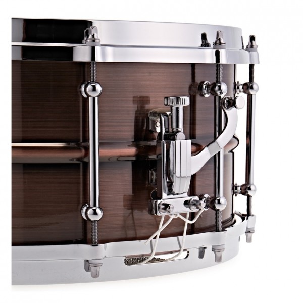 WorldMax 14 x 6.5'' Brushed Red Copper Snare Drum - Strainer