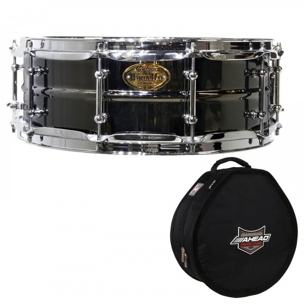WorldMax 14" x 5'' Black Brass Snare Drum & Ahead Armor Case