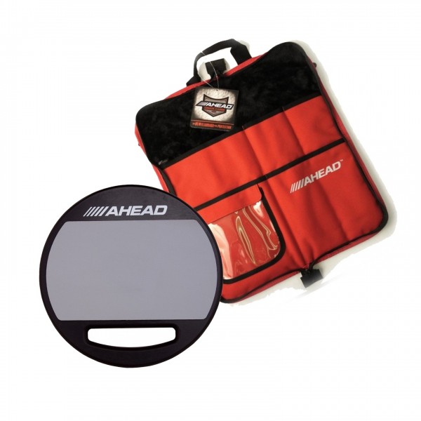 Ahead Deluxe Stick Bag & 10" Single Sided Practice Pad, Black/Red
