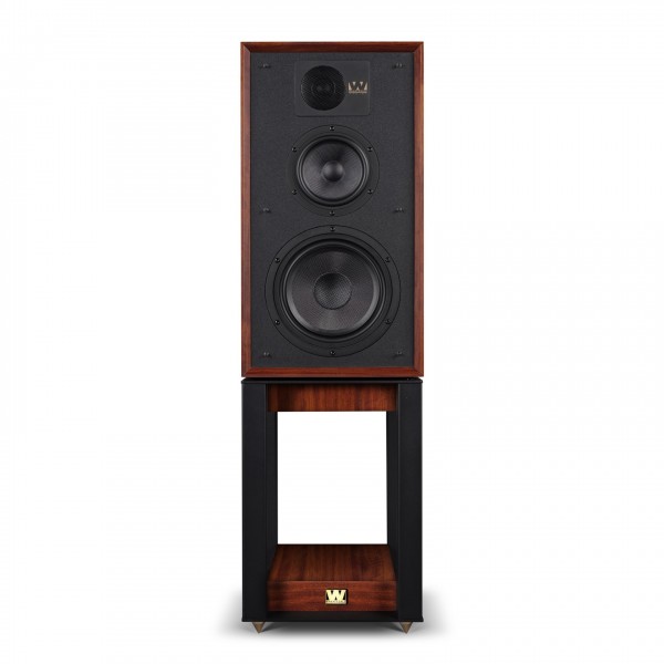 Wharfedale Linton Speakers with matching stand (Pair), Mahogany - Front