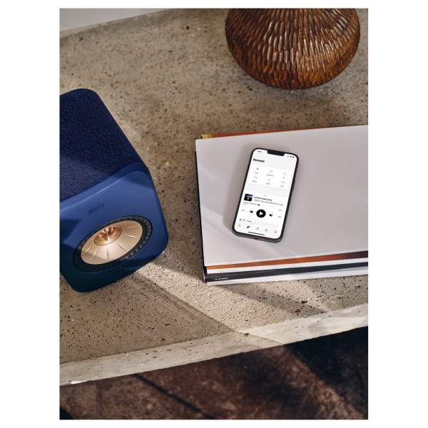 KEF LSX II Wireless Hifi Speaker System, Cobalt Blue - Lifestyle 3