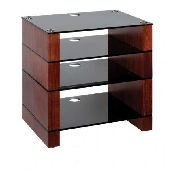 DISC Blok STAX 600 4 Shelf Hi-Fi Rack w/ Black Glass, Walnut at AV.com