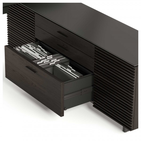 BDI Corridor 6531 L-Shaped Desk, Charcoal Stained Ash